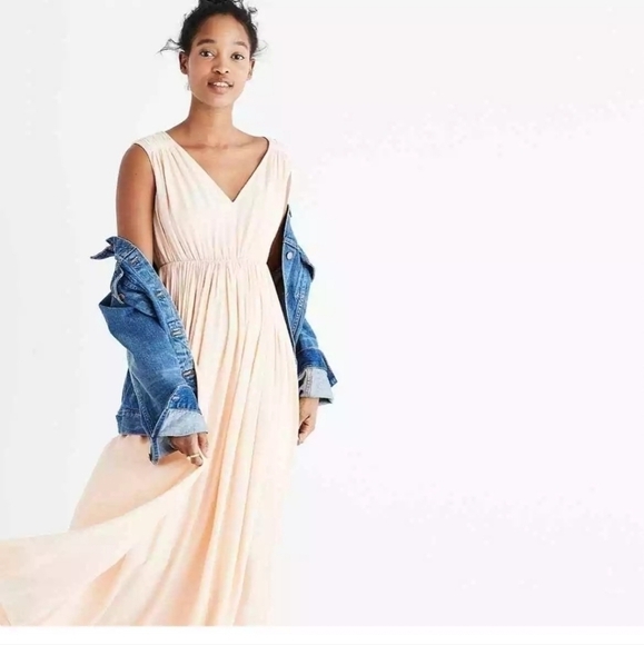 Madewell Magnolia Pink Tie Back Maxi Dress, sz XS - Picture 1 of 13